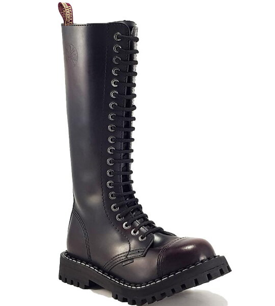 Steel Bakancs 20 Lyukú Bordó Koptatott