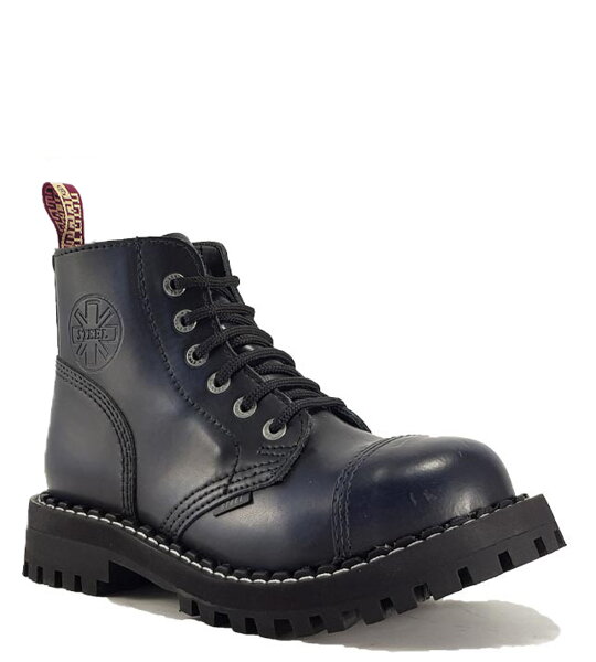 Steel Bakancs 6 Lyukú Kék Koptatott